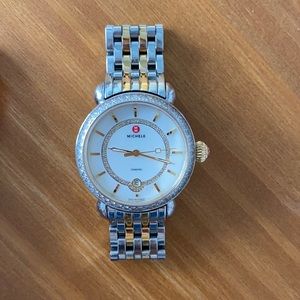 Michele two tone gold and white gold watch